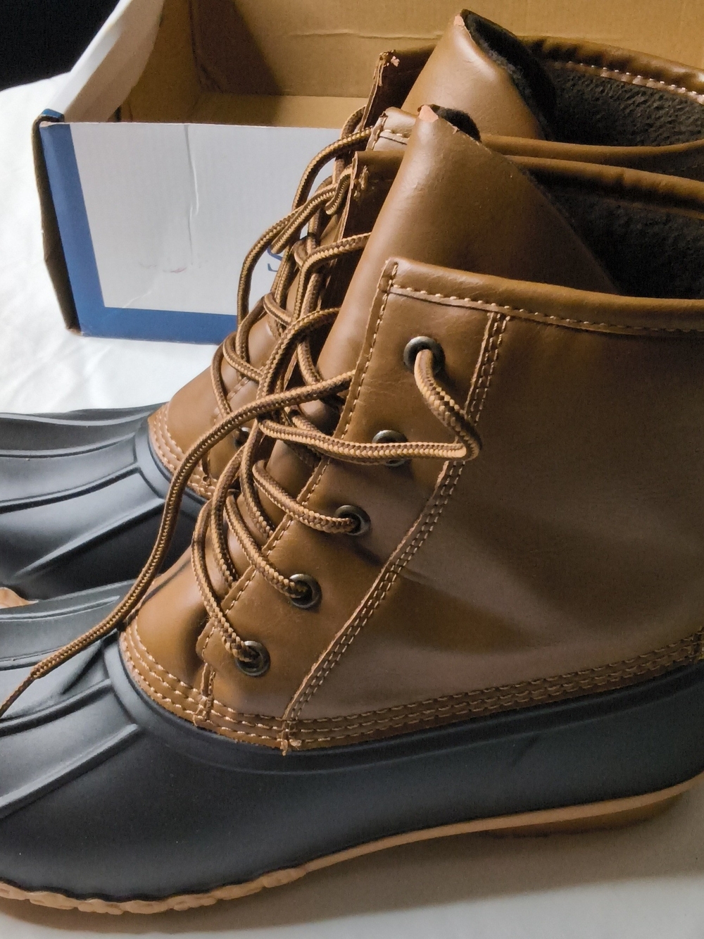 Saddlebred Brown and Black Waterproof Lace-Up Duck Boots